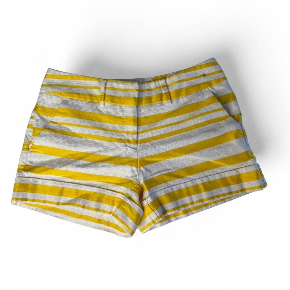Bimbocore Yellow white Striped High Waist Shorts Size 2 Summer Coastal Chic